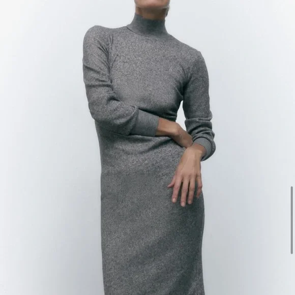 Zara knit midi dress w/ rouching - Picture 4 of 11